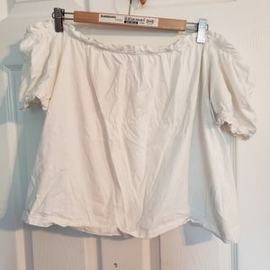 H&M off shoulder peasant cropped shirt